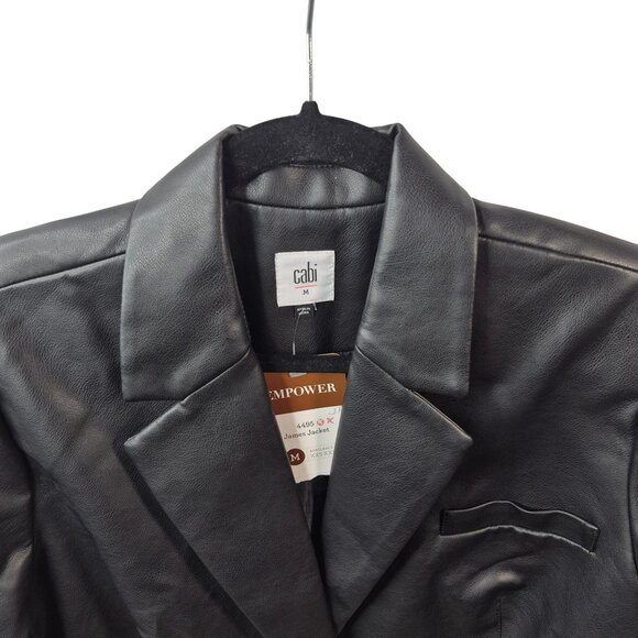 Cabi Jacket Wolmens M Black Faux Leather James Blazer Flap Pockets 4495 - Picture 4 of 8